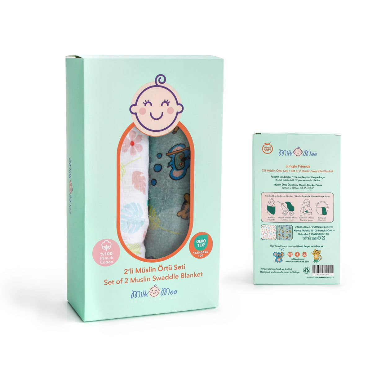 Biggbrands - Wholesale Changing Mat/Pad - Baby - Milk&Moo Muslin Cloth 2-Piece Set Jungle Friends0