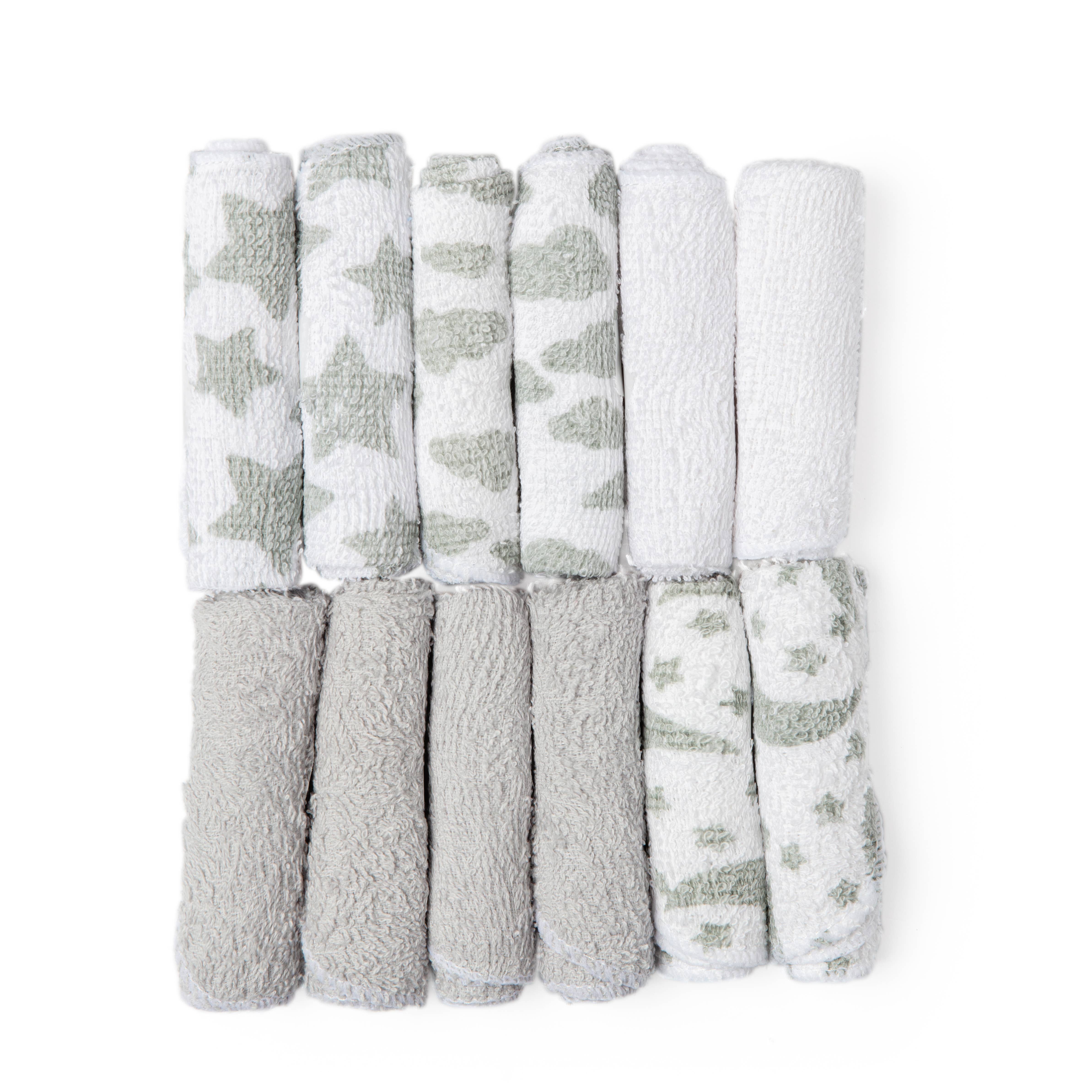 Rose Textiles – Engroshandel Vaskeklud - Børn og baby – Grå Skyer & Stjerner Vaskeklud Sæt - Grå1
