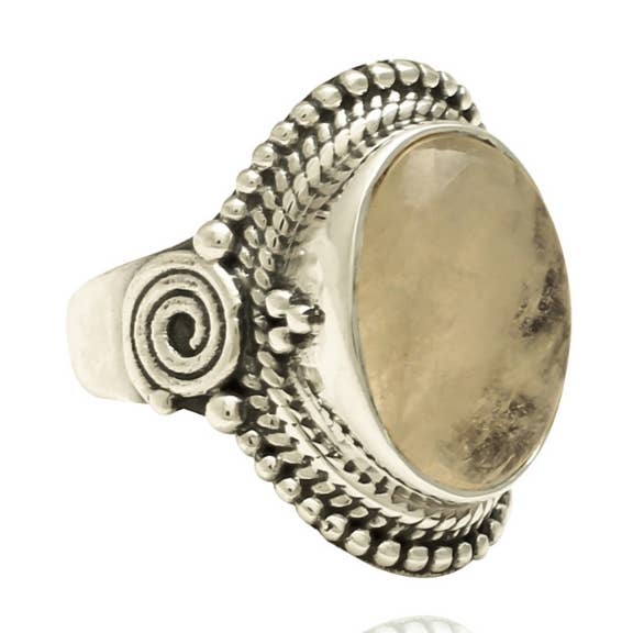 Anillo mineral - 12*16mm - 12 - plata rodiada para venta al por mayor de Buganto