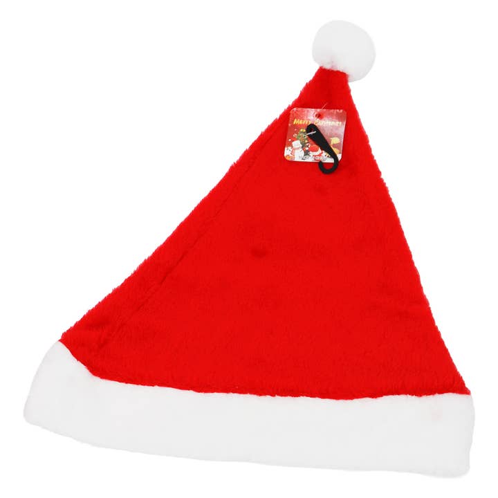 RED WHITE Christmas Fuzzy Fleece Santa Hat for wholesale on Faire5