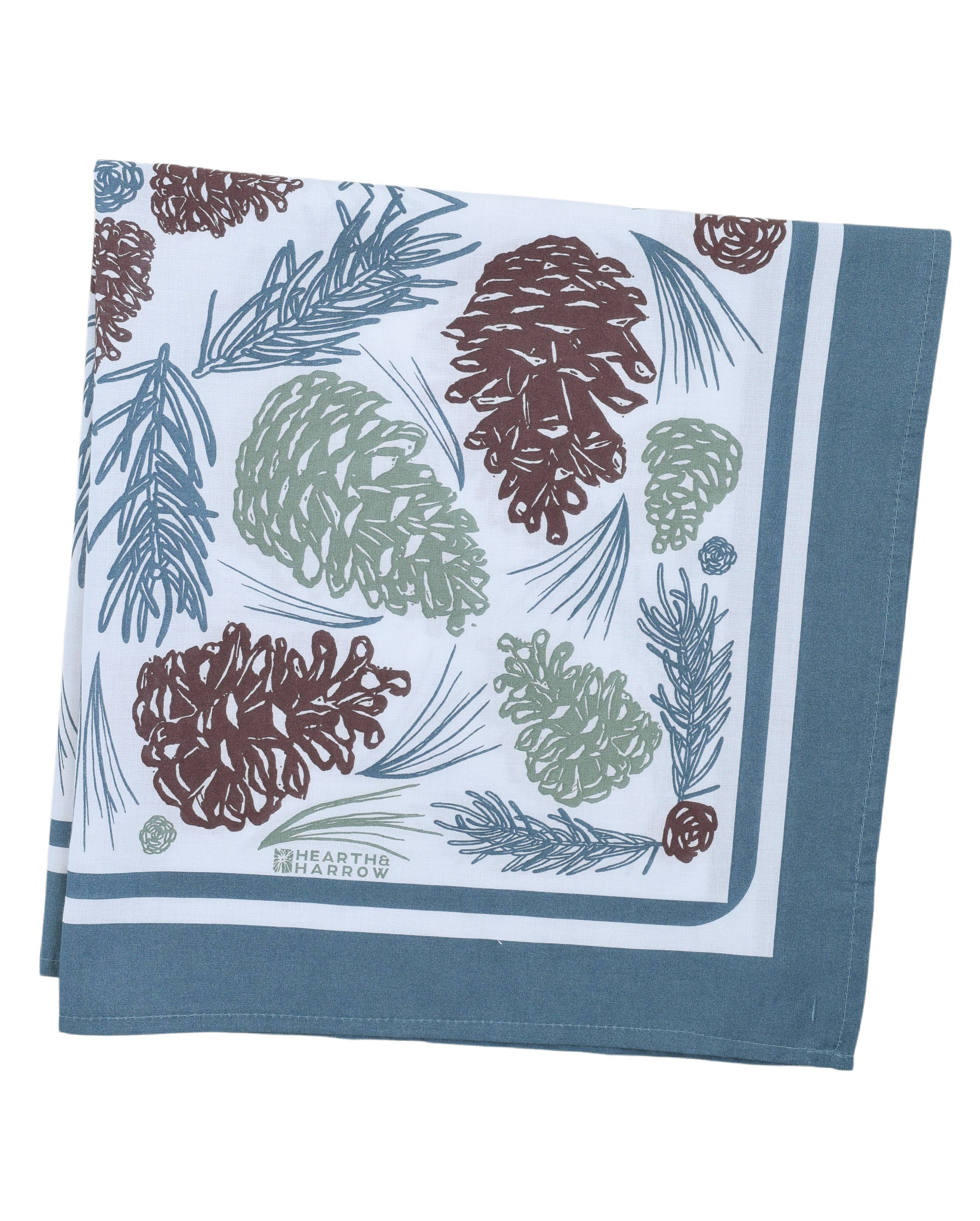 Hearth and Harrow - Wholesale Bandana - Unisex - Pine Cone Bandana - 100% Cotton - Woodland - Soft Green3
