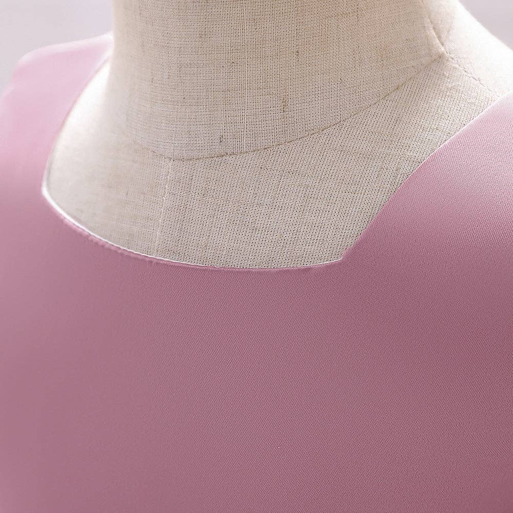 MyKids-USA® - Wholesale Dress - Baby - Baby Girl Solid Color Bow Patched Design Sleeveless Western Style Satin Dress17