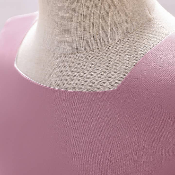 MyKids-USA® - Wholesale Dress - Baby - Baby Girl Solid Color Bow Patched Design Sleeveless Western Style Satin Dress17