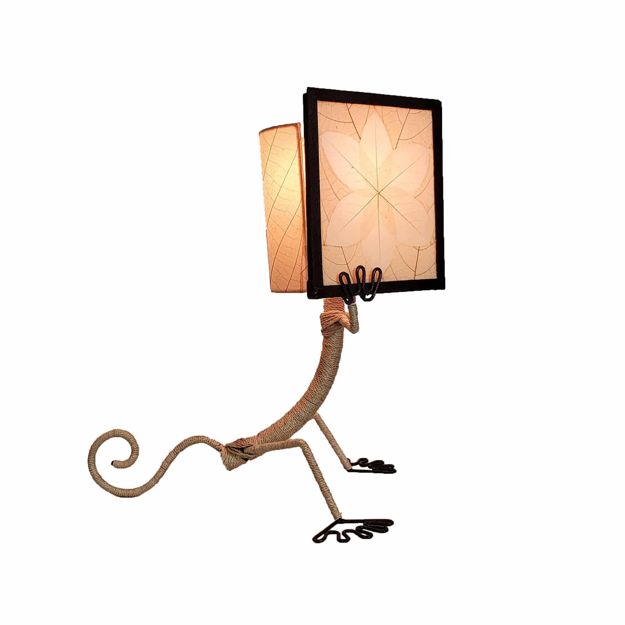 Eangee Home Design - Wholesale Accent/Desk Lamp - Enlightened Gecko Table Lamp Natural, Cocoa Leaves on Shade2