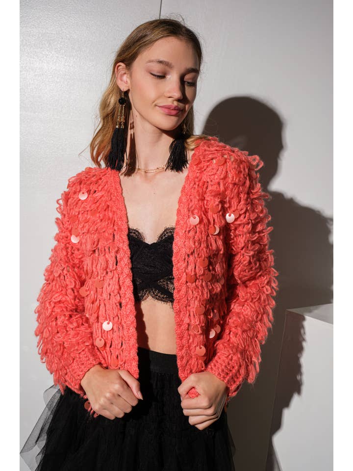 Hesperus – Engroshandel Cardigan - Dame – PAILLETTER PYNTET SWEATER CARDIGAN