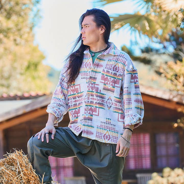 Ontspannen Gesneden Lange Mouw Witte Authentieke Heren Overhemd voor wholesale door Los Banditos