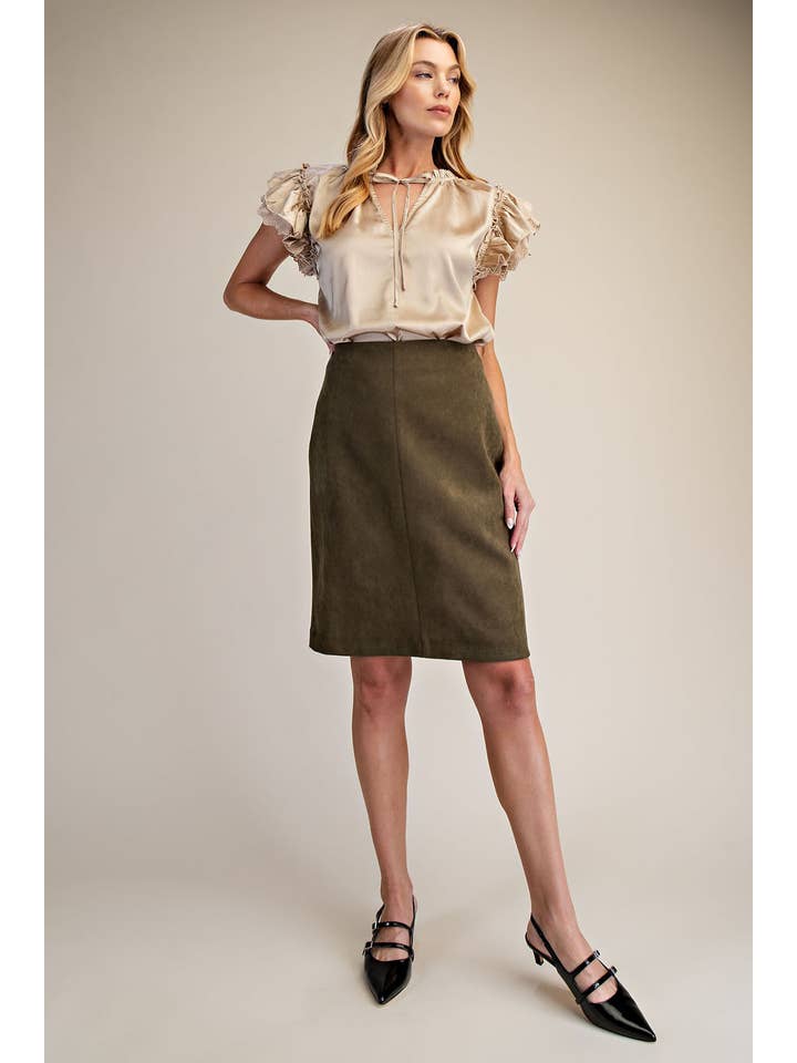 PORSHA - Wholesale Skirt - Women's - Stretch Suede Pencil Skirt11