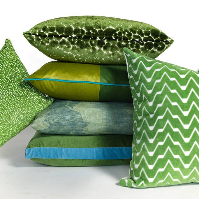 Andrews Lima and Wasabi Green Velvet Throw Pillow for wholesale on Faire