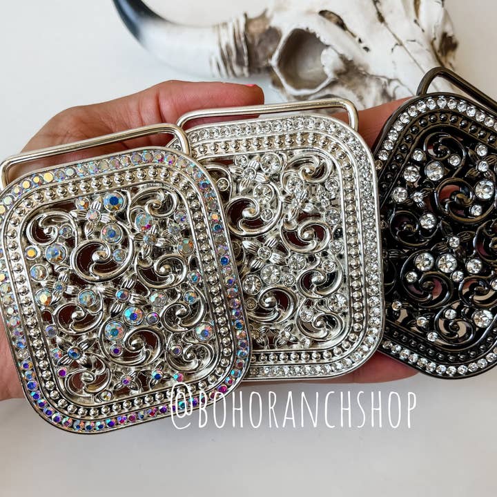 Boho Ranch Shop - Venta al por mayor Hebilla de cinturón - Mujer - Hebilla de cinturón con pedrería brillante - Pequeña - Estilo vaquero3