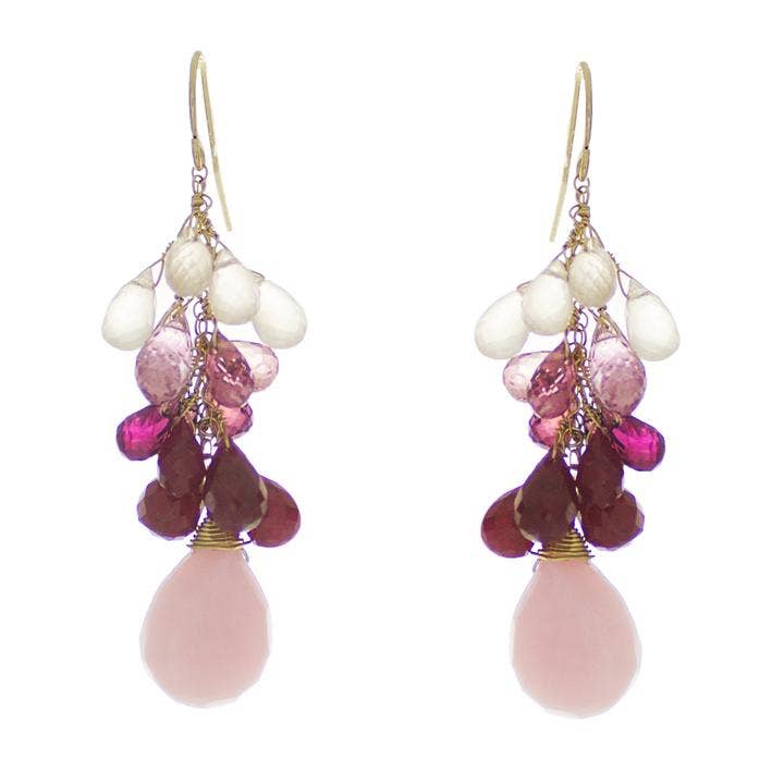 Rose Pompadour Drop Earrings for wholesale by Rafia