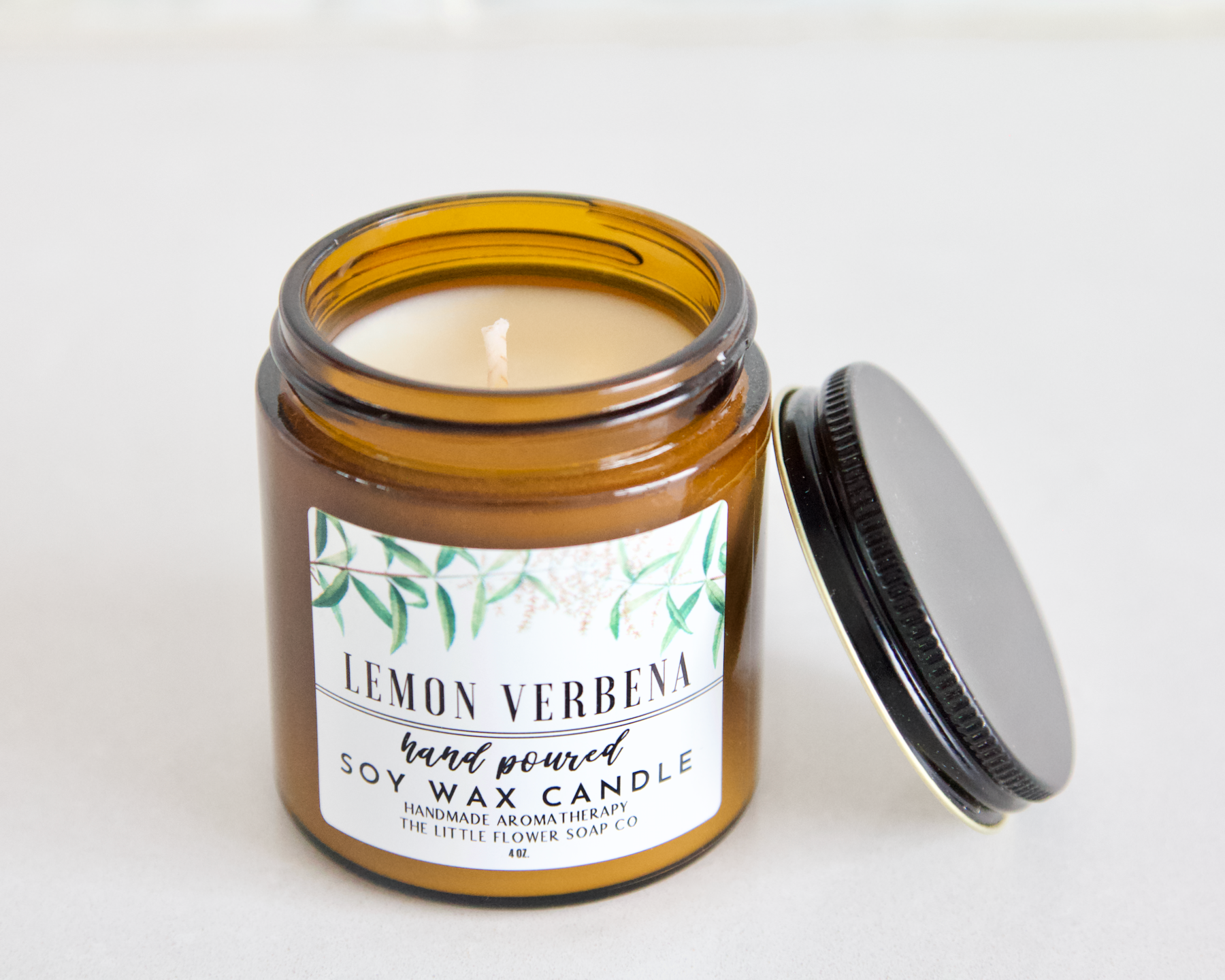 The Little Flower Soap Co - Wholesale Jar/Filled Candle - Lemon Verbena 4oz Soy Candle6