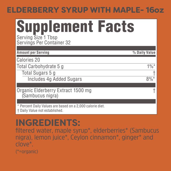 Seattle Elderberry - Vente Supplément oral/vitamine - Sirop de sureau bio avec érable3
