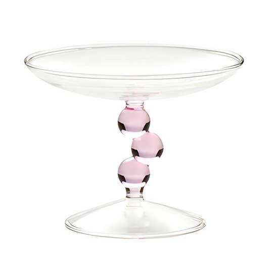 TUTU Home - Wholesale Decorative tray - "Bulle" Dessert Stand – Pink Stem, Borosilicate Glass0