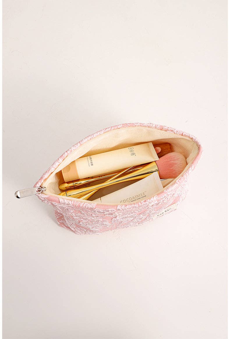 Dipped Shop - Wholesale Makeup/Cosmetic Bag - Floral Jacquard Portable Cosmetic Bag DPB10034