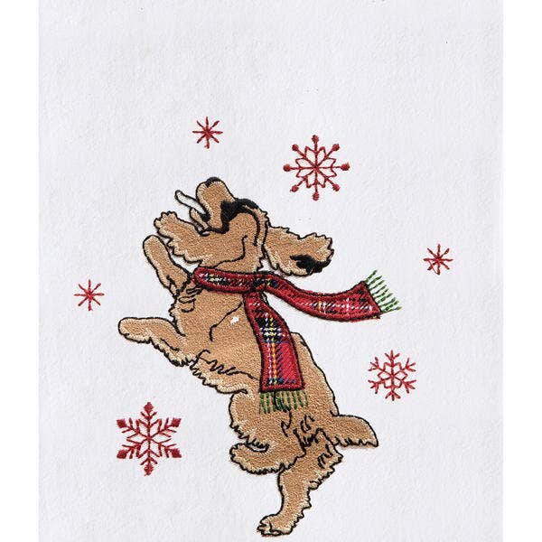 C&F Home - Wholesale Tea Towel - SALE Festive Dog Jumping Kitchen Towel1