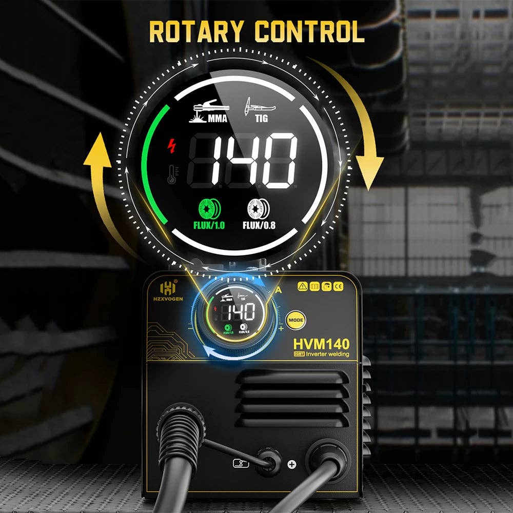 American Smart - Wholesale Kitchen Appliance - HZXVOGEN HVM140 3 in 1 Semi-Automatic Inverter Mig Welding Machine MMA/Gasless MIG/Lift TIG IGBT Non Gas Welder Synergy Tool3