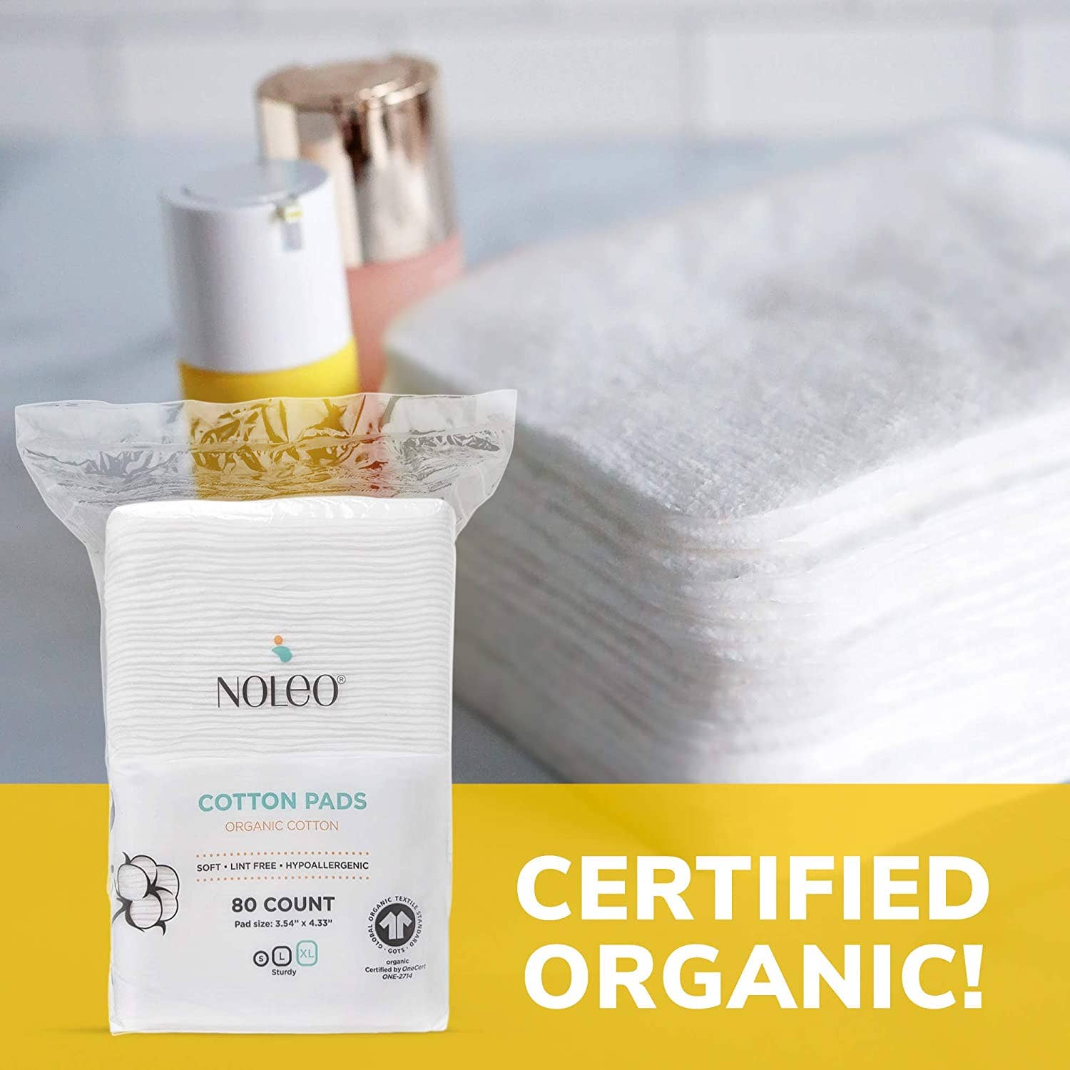 NOLEO - Wholesale Cotton Pad - NOLEO Organic Cotton Pads - XL 3.54"x4.33" (240x Count)5