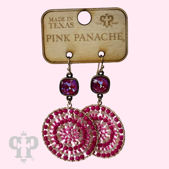 Pink Panache Brands - Wholesale Dangle Earrings - Woven bead earring, Austrian crystal
