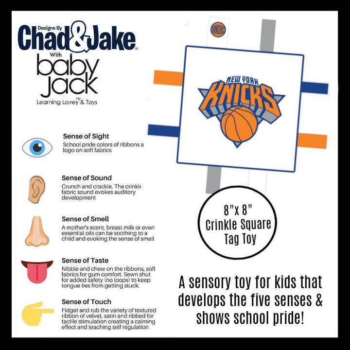 Baby Jack Distribution - Wholesale Stuffed/Plush Toy - Kids & Baby - New York Knicks Basketball Stroller Tag Toy Learning Lovey2