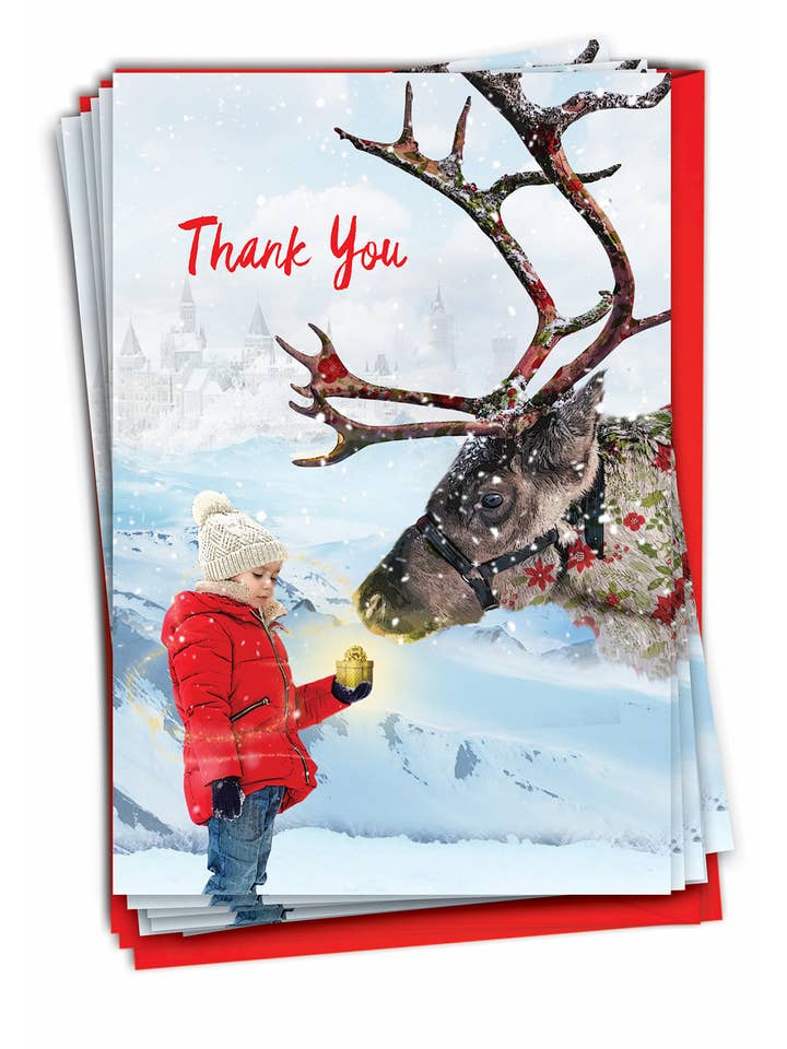 Æske med 12 juletakkekort - mønstrede dyr for engroshandel hos NobleWorks