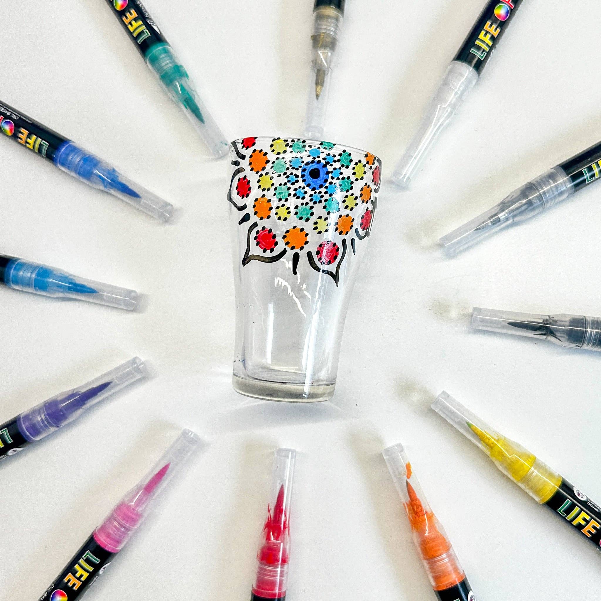 Life of Colour – Engroshandel Marker – Permanenttegnere med penselspids - sæt med 12 klassiske farver6