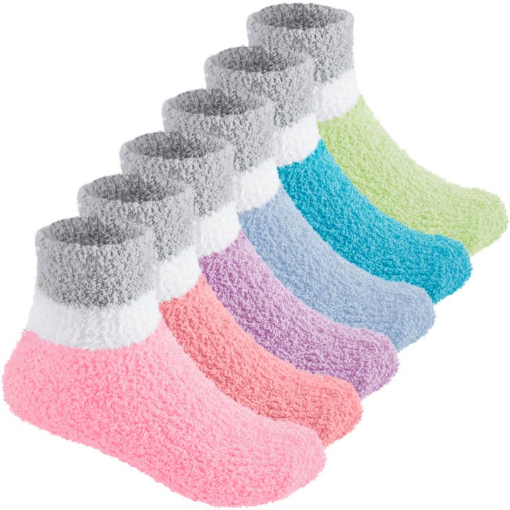 Fuzzy Socks for Kids Non-Slip Grip - 6 Pairs for wholesale by Debra Weitzner
