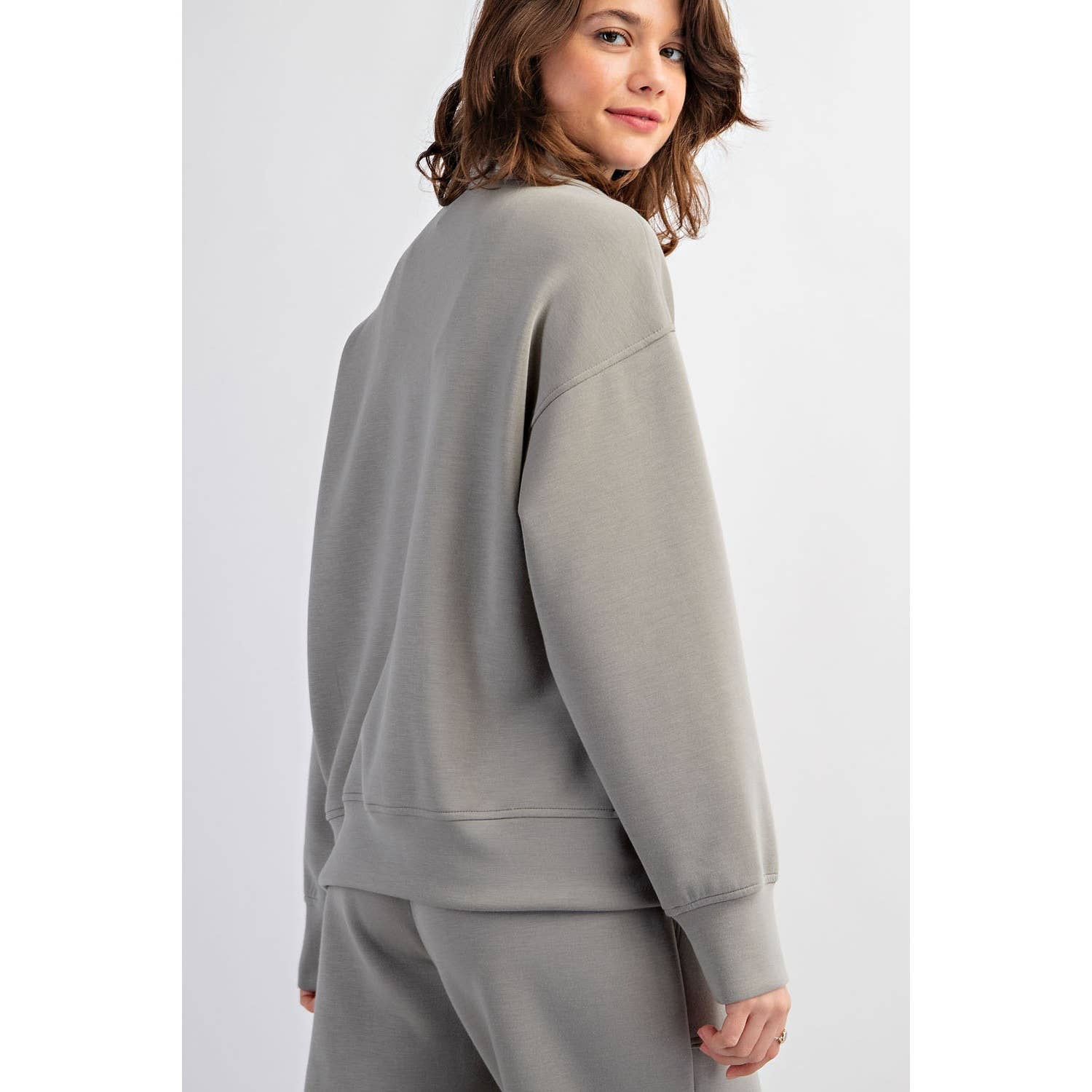 Rae Mode - Vendita all'ingrosso Felpa - Donna - PULLOVER CON COLLO A IMBUTO E ZIP A QUARTO IN MODAL SCUBA61