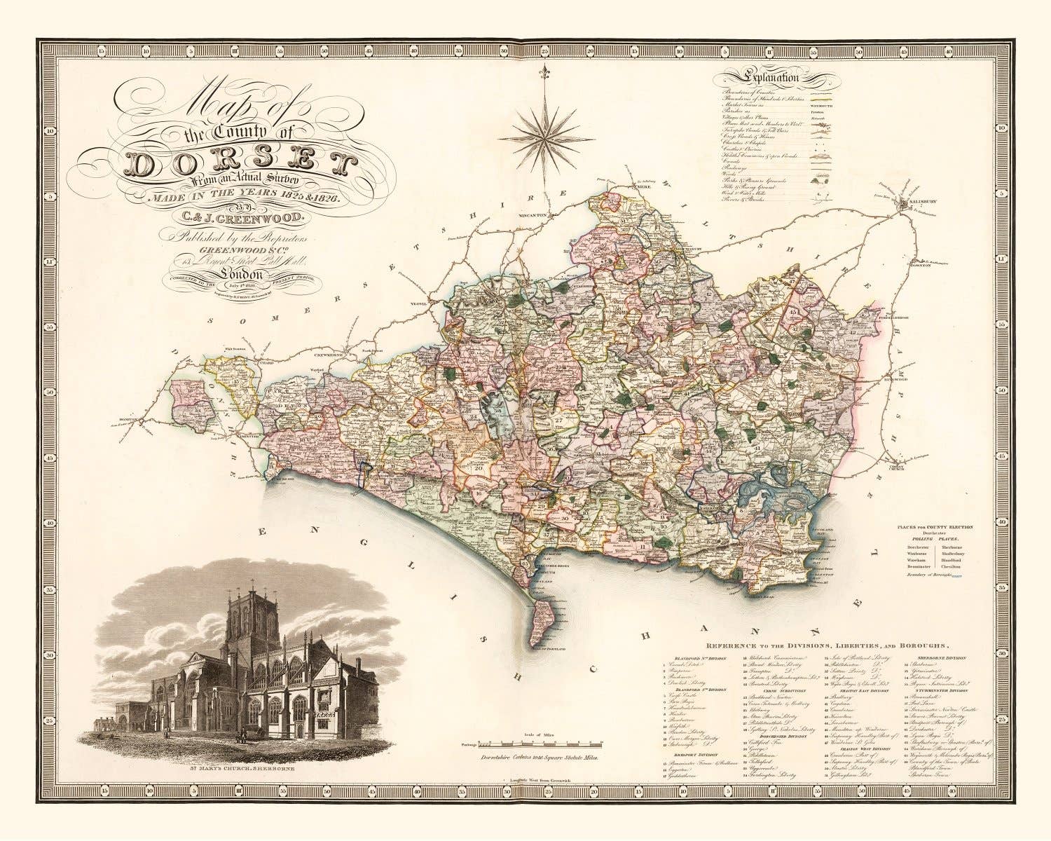 Ted's Vintage Art - Wholesale Map - Vintage Map of Dorset England, 18294
