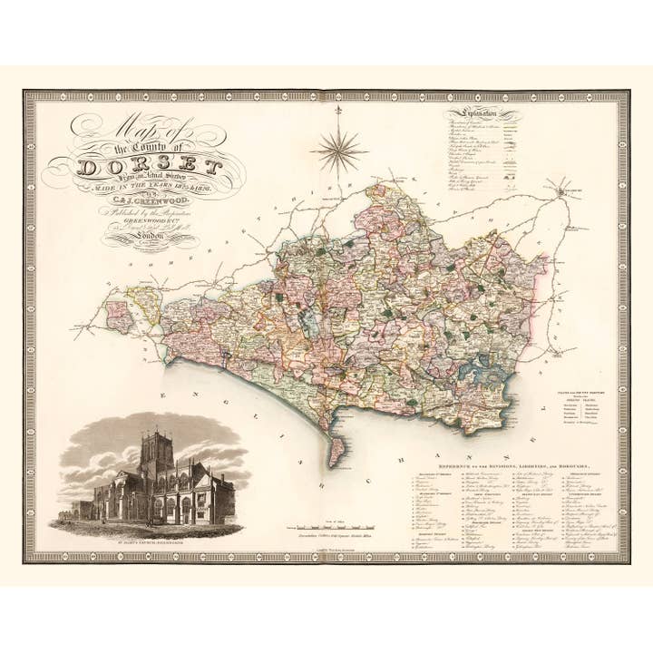 Ted's Vintage Art - Wholesale Map - Vintage Map of Dorset England, 18294
