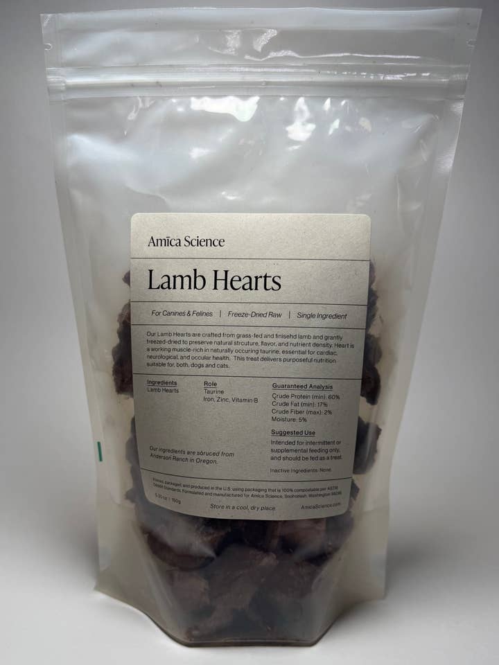 Freeze-Dried Lamb Hearts for wholesale by Amica Science