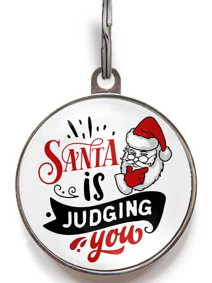 Christmas Smart Pet ID Tag - Santa Is Judging You for wholesale by WagATudeTags