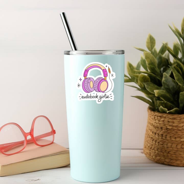 Purely Bookish - Wholesale Sticker - Audio Book Girlie Pink and Purple – 3" Waterproof Bookish Sticker with Holo Overlay – Reading, Books, Reader Gift, Book Lover3