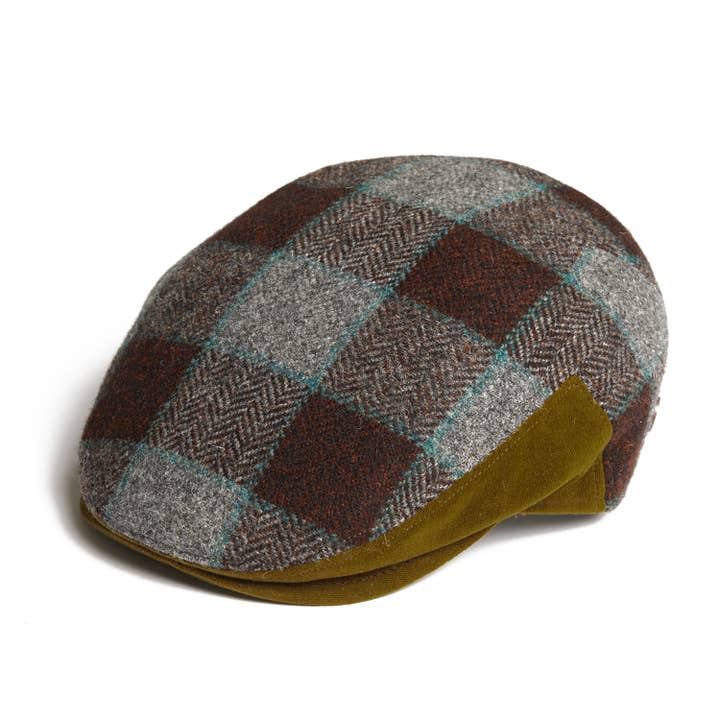 Luis Tweed Wool Italian Flat Driving Cap - Grasslands for wholesale by Dasmarca Hats