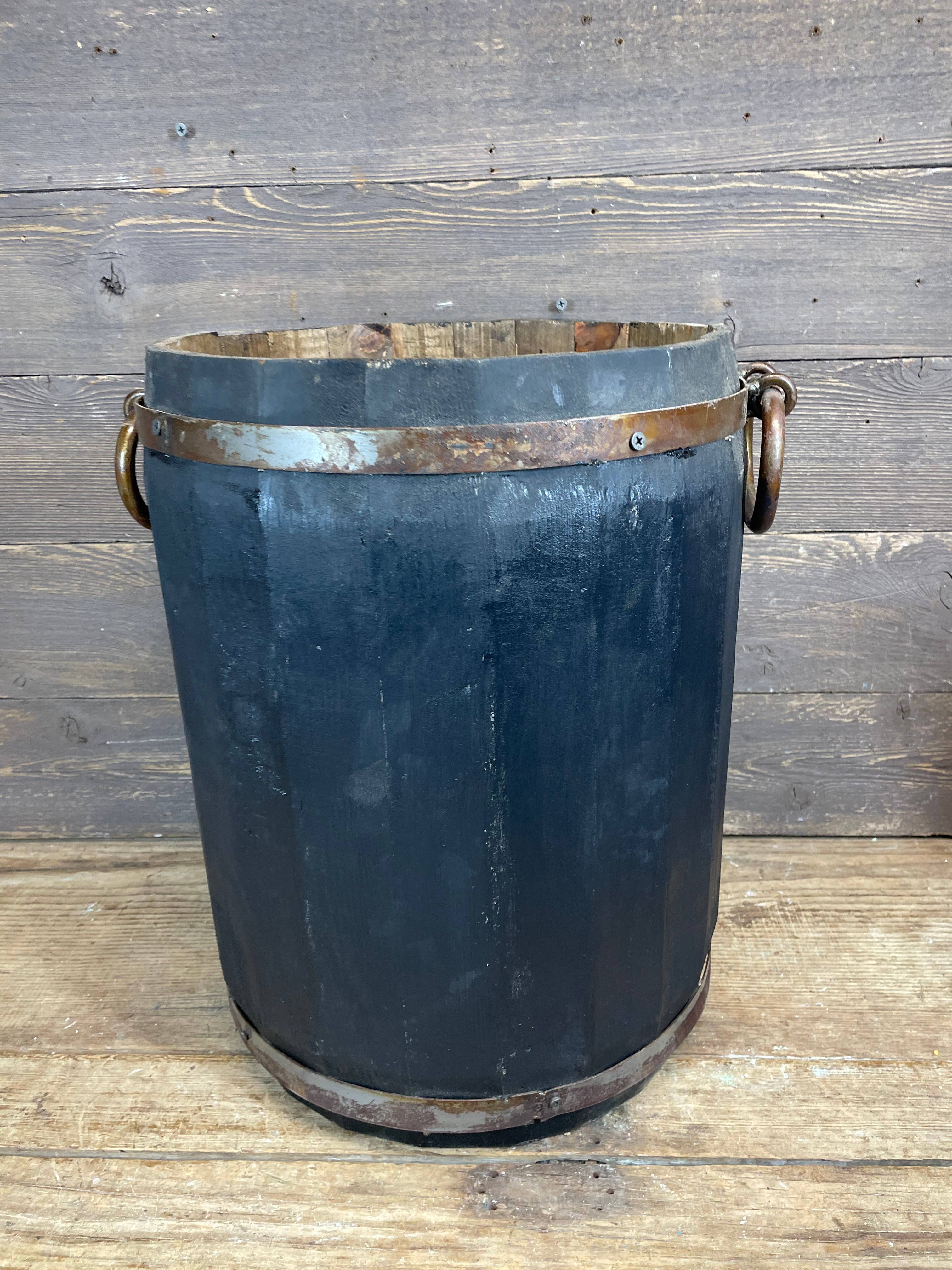 My Amigos Imports - Wholesale Bucket/Pail - Rustic Trim Bucket-Wooden-Handmade-3 Sizes-Black Tone6