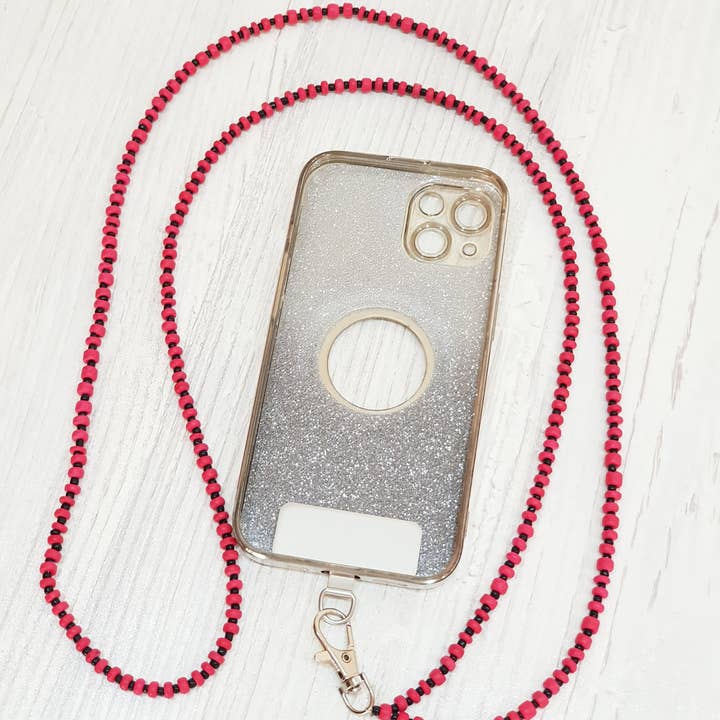 Catenina per cellulare in legno di cocco con toppa in acciaio inossidabile / 125cm HA02506 per la vendita all'ingrosso da parte di Gloria-Maris