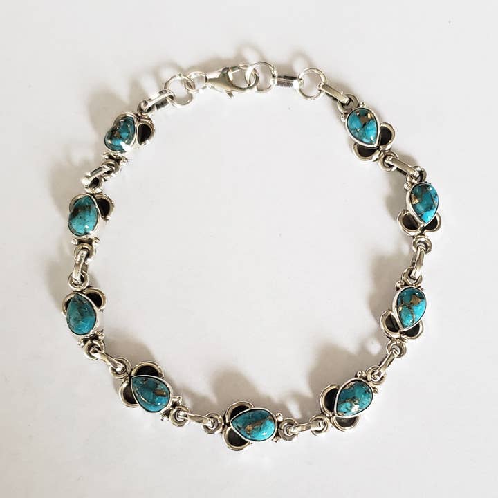 Blå C Turkos Armband, 925 Sterling Silver, Handgjord för wholesale av GTG Gems Corp