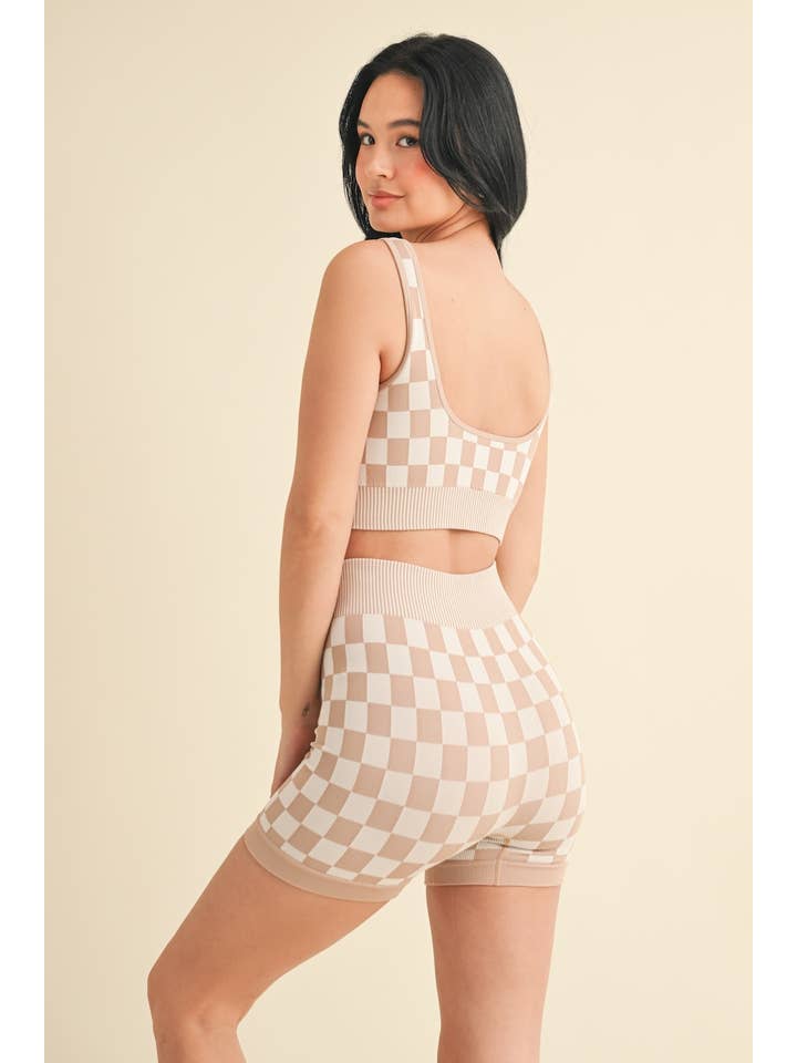 KIMBERLY C - Wholesale Activewear Set - Women's - Checkmate Cropped Two Piece Set81