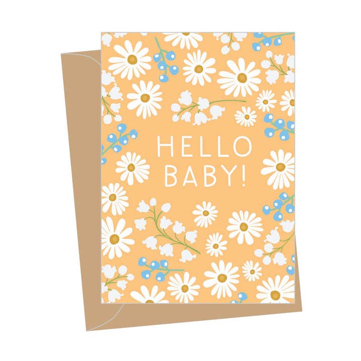 Apartment 2 Cards - Wholesale Baby Card - Mini New Baby White Daisies, Folded Enclosure Cards0