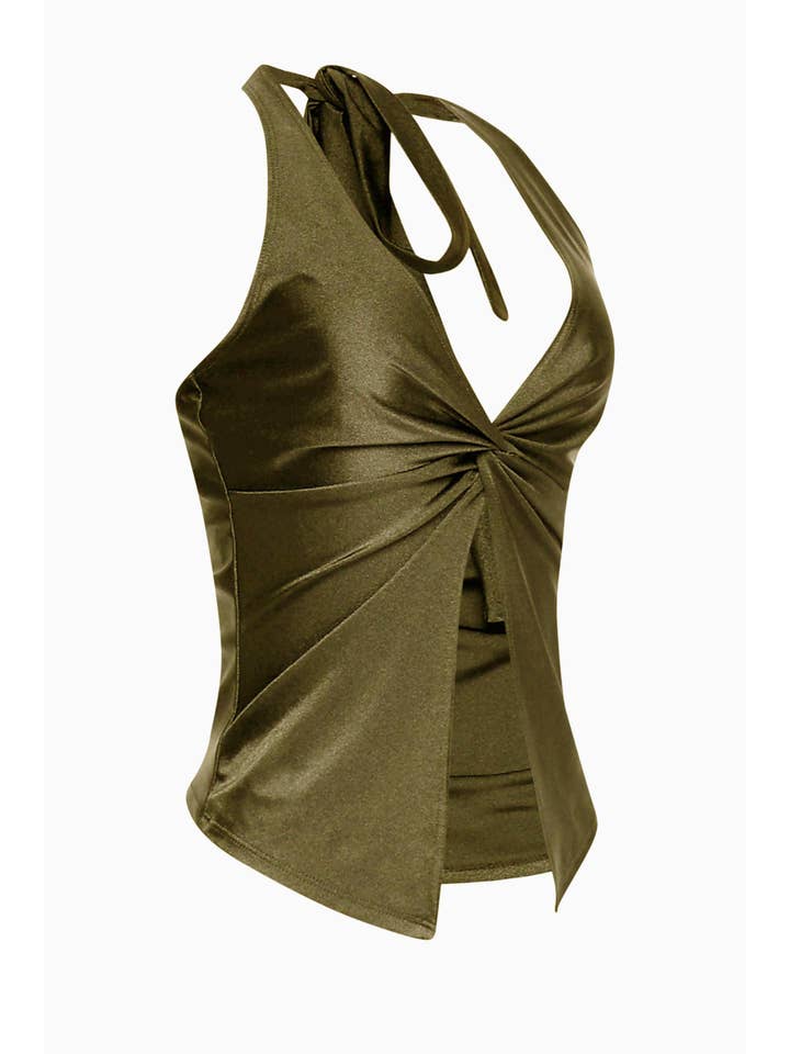 K Too - Wholesale Tank top – Women′s - NYLON HALTER TOP WITH KNOTTED FRONT9