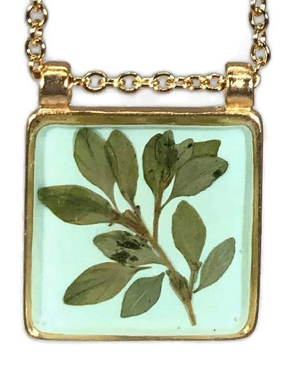 Thyme on Aqua Medium Double Bale Square Necklace for wholesale by Shari Dixon