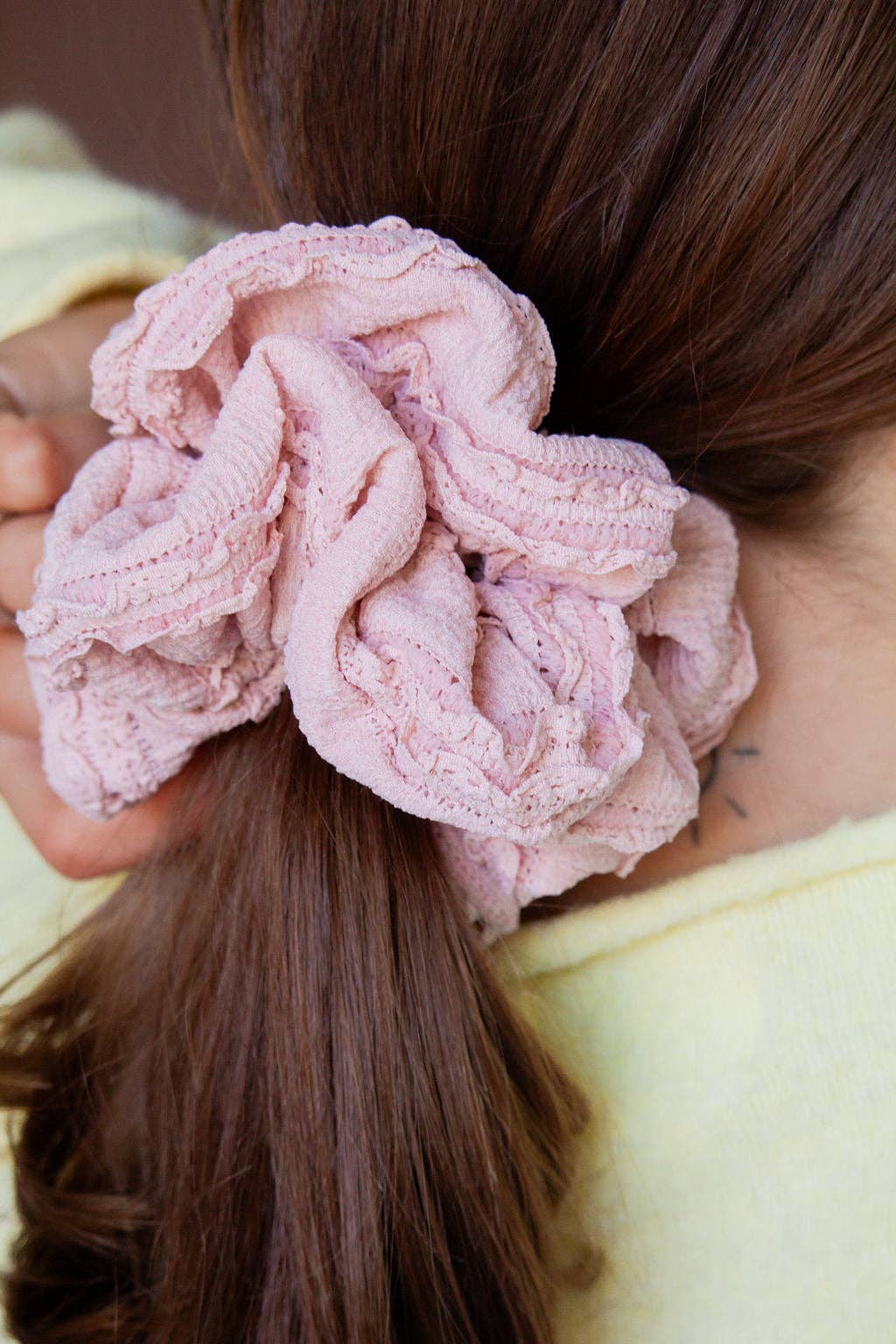 Shop Andi - Wholesale Scrunchie - Women's - Light Pink Ruffle Jumbo Scrunchie1