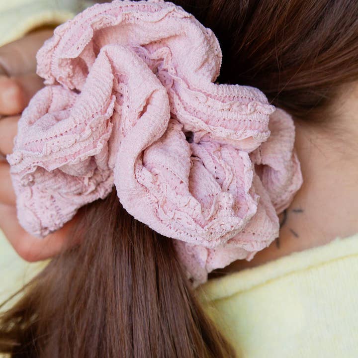 Shop Andi - Wholesale Scrunchie - Women's - Light Pink Ruffle Jumbo Scrunchie1
