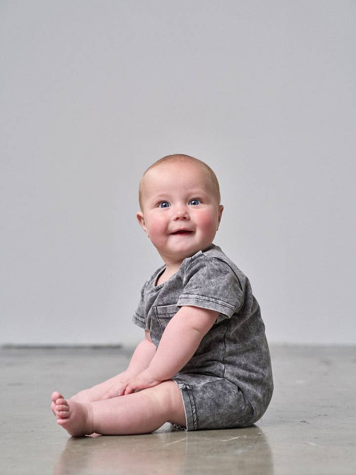 Little Bipsy - Wholesale Jumpsuit - Baby - Acid Wash Shortie Romper - Black