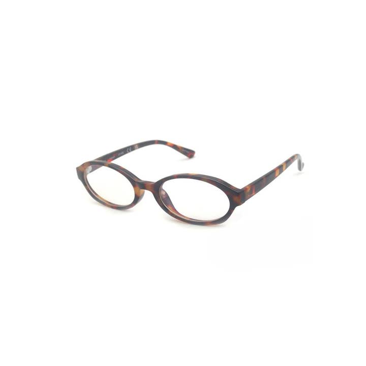 Mini Oval Tortoise Blue Light Glasses for wholesale by V by Vye Eyewear