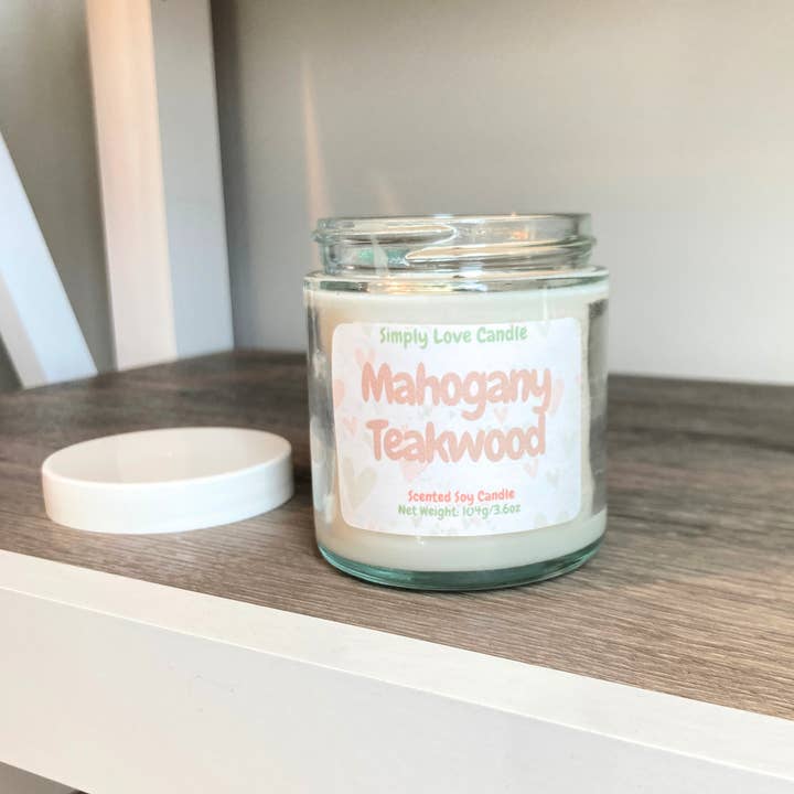 Simply Love Candle - Wholesale Jar/Filled Candle - Mahogany Teakwood Soy Candle | 3.6 oz Masculine Scented1