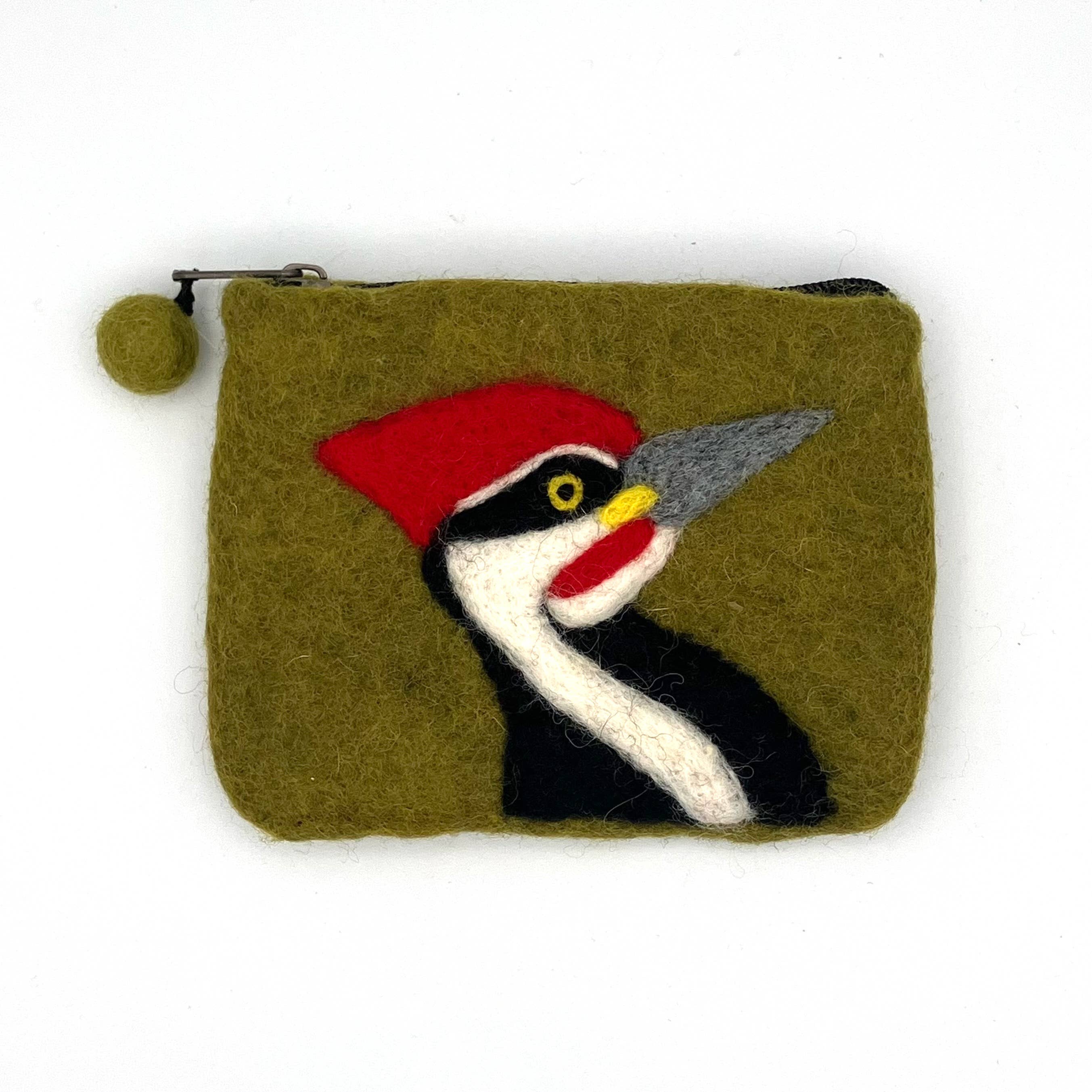 Women of the Cloud Forest - Wholesale Coin Purse - Unisex - Pileated Woodpecker Felt Coin Purse