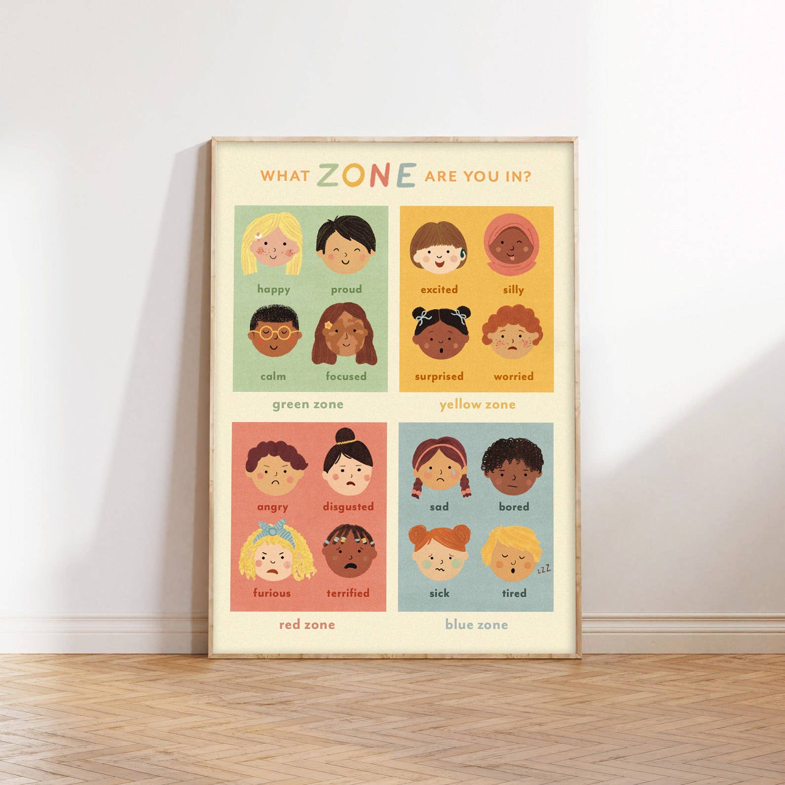 Lauren Sissons Studio - Wholesale Art Print - Kids & Baby - "What Zone are You In?" Feelings Print - Kids Modern Decor1
