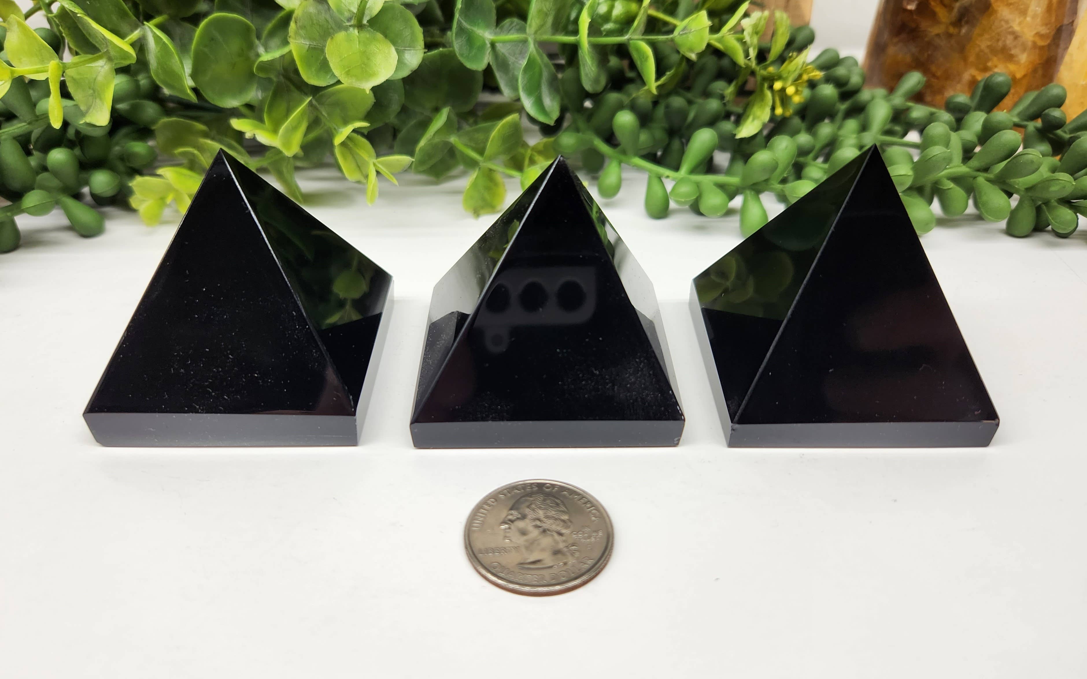 Meraki Gemstones - Wholesale Spiritual Stone/Crystal - Black Obsidian Polished Semi-Precious Gemstone Pyramid -5cm2