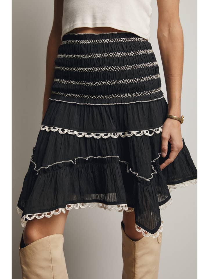 Forte - Wholesale Skirt - Women's - Smocked Ruffle Convertible Skirt/Top FSK00087