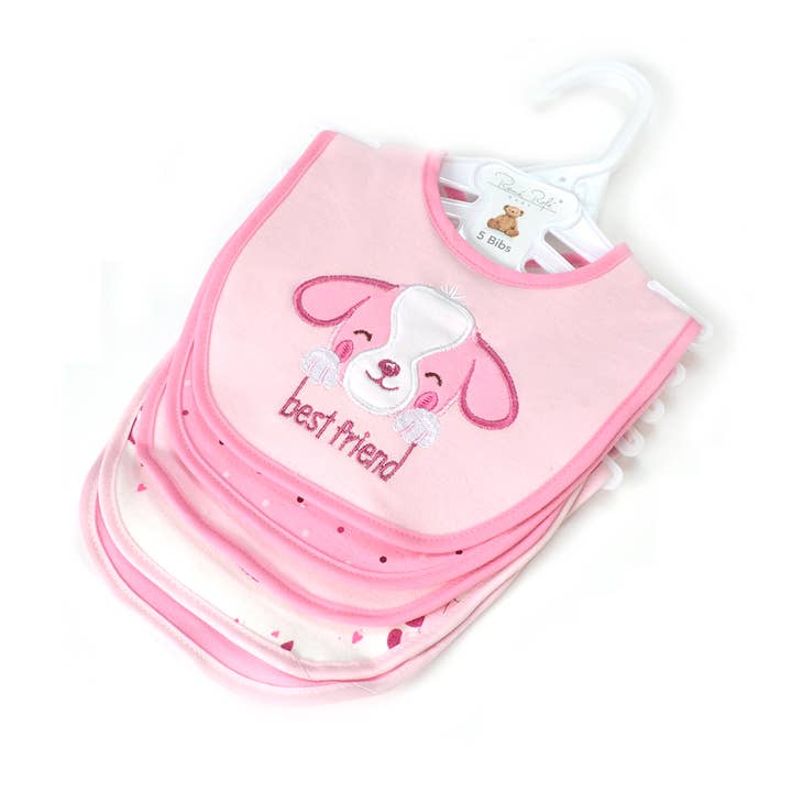 Lollipop Dreams - Vente Bavoir - bébés - Lot de 5 bavoirs brodés en coton doux et polyester pour bébé0